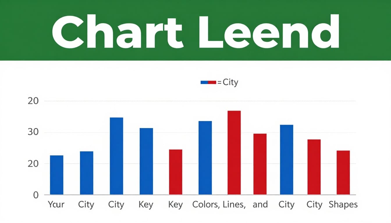 A simple bar chart legend in the corner explaining Blue=City A and Red=City B with clean design, bold headline on muted dark-green band, flat illustrative style.