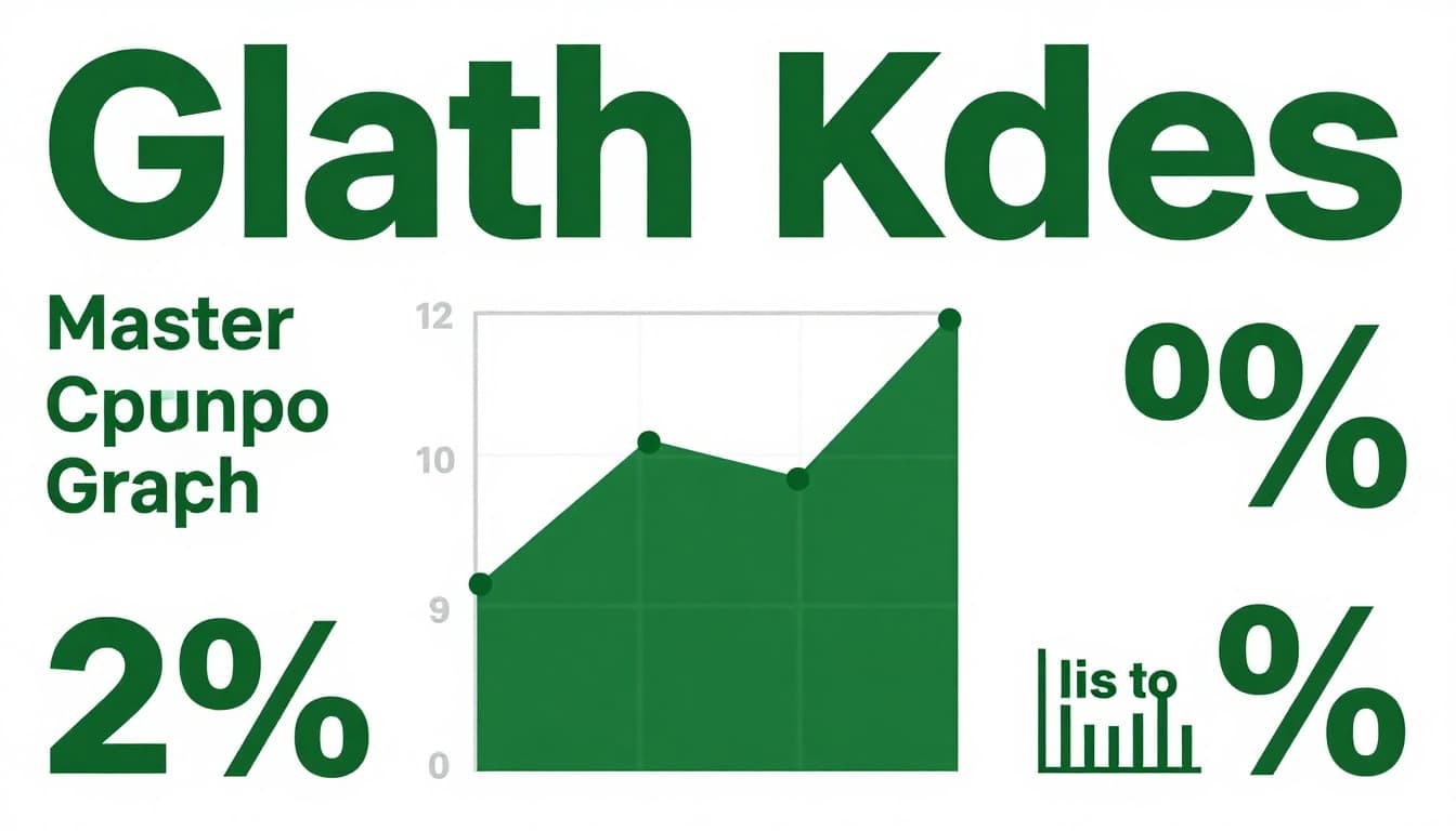 Collection of five common graph types—bar, line, pie, scatter, histogram—in a grid on white background, with bold 'Graph Types' headline on muted dark-green band. High-contrast editorial style, clean lighting, no extra elements.
