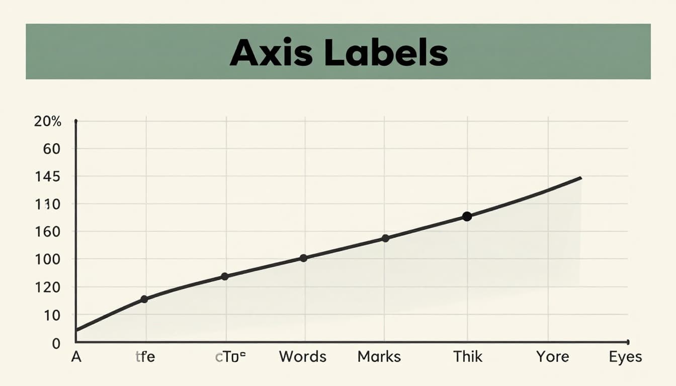 Close-up educational diagram of graph axes with horizontal x-axis labeled by cities, vertical y-axis with numerical units and clear tick marks, topped by a bold 'Axis Labels' headline in a dark-green band.