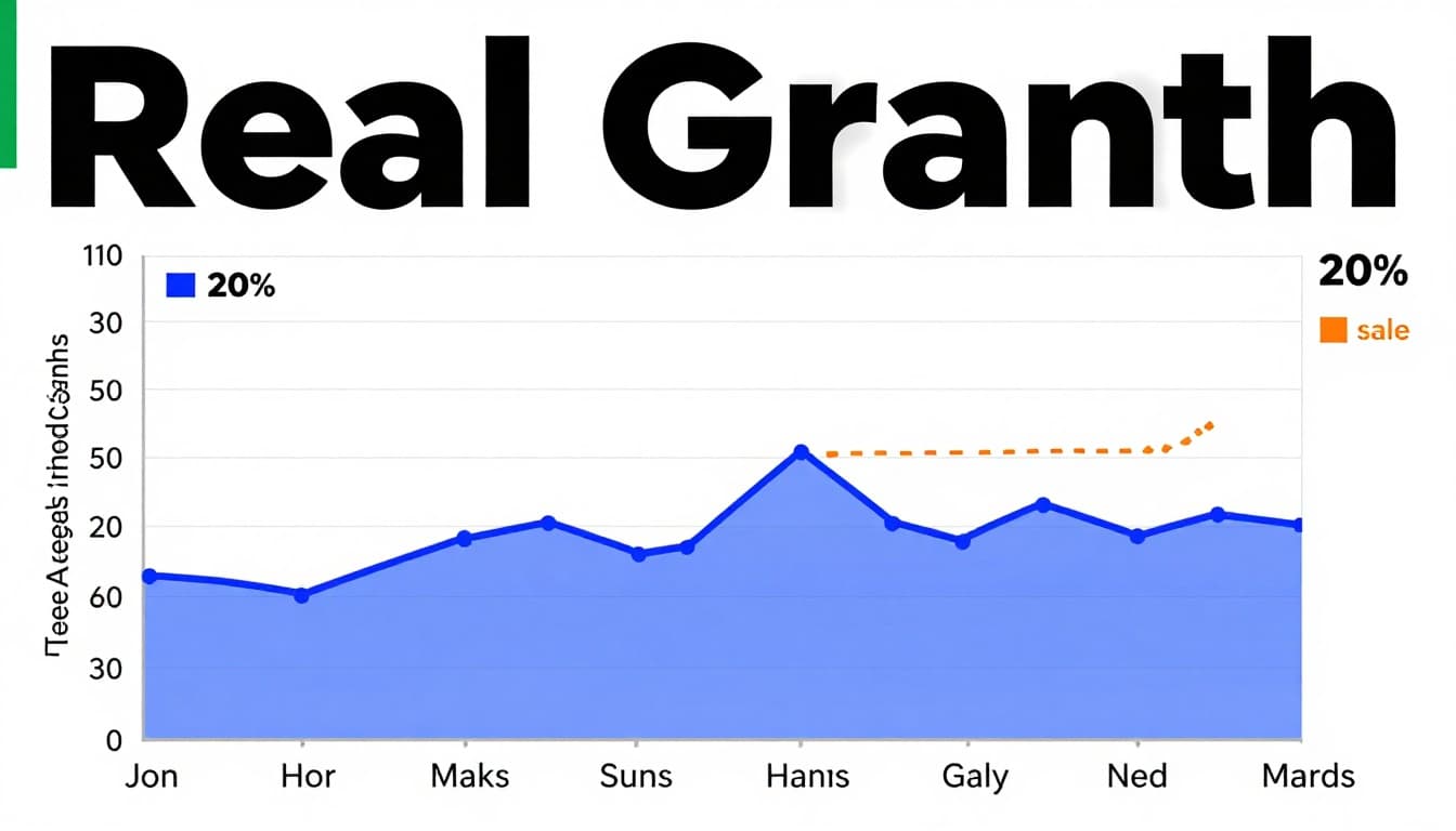 Line graph example showing correlation between monthly temperature (solid blue line) and ice cream sales (dashed orange line) with clear axes, labels, legends, and bold 'Real Graph' headline in editorial style.